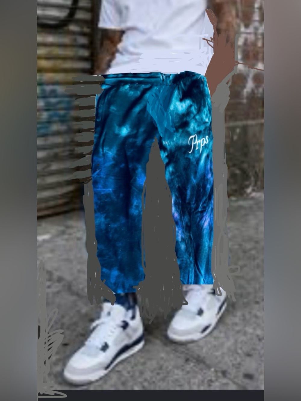 PRPS men’s/ unisex Black Blue Purple Tie-Dye Joggers